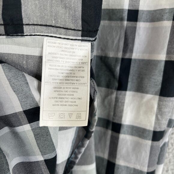 Hurley Shirt Men Medium Black Gray Plaid Button Casual Flap Pocket Surfer Skater - Picture 9 of 10